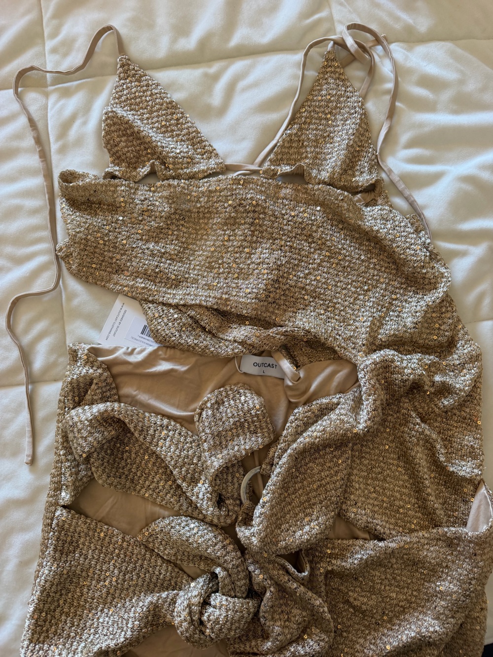 Elazar Gold Shimmer Mini Dress - Women - Picture 3 of 3